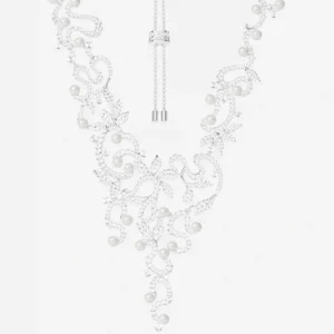 Zestaw biżuterii z białego złota PEARL GARDEN wysadzany kryształami i perłami