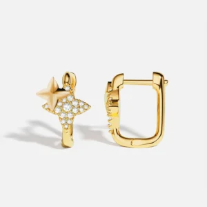 Kolczyki huggie NORTH STAR z motywem diamentu